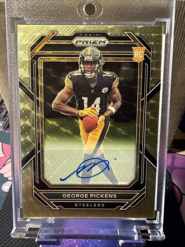 Prizm Football Gold Vinyl George Pickens RC Auto #/5 Cowboys view 2