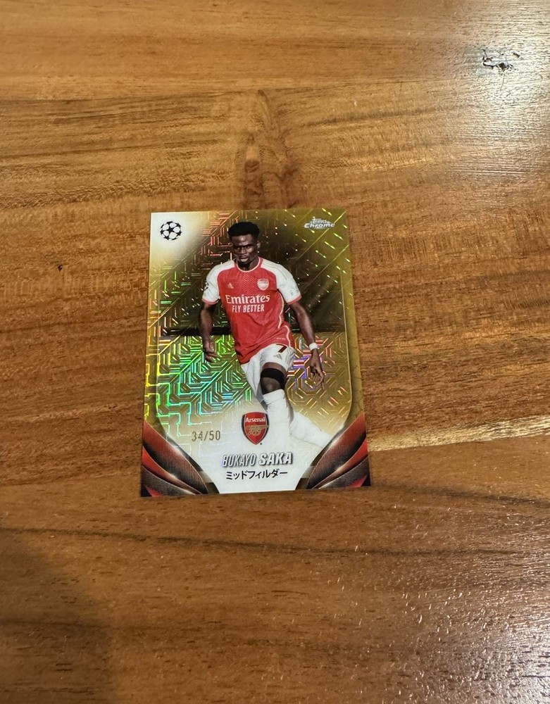 Bukayo Saka 2023-24 Topps UEFA Japan Gold Chrome Mojo Refractor /50 NRMT+