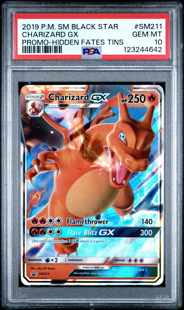 Graded 2019 Pokemon SM Black Star #SM211 Charizard Gx Promo Hidden Fates PSA 10