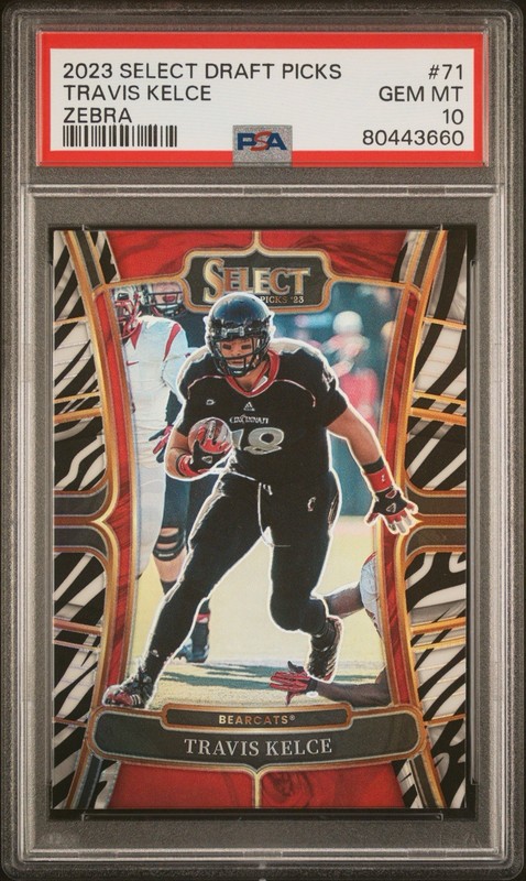 2023 Select Draft Picks Travis Kelce Zebra Prizm PSA 10 Pop 1 Chiefs Cincinnati view 2