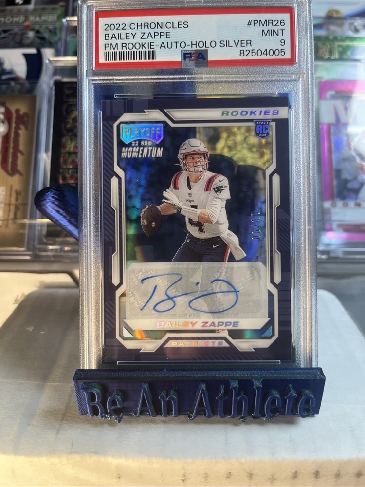 Bailey Zappe RC /10 2022 Chronicles Playoff Momentum Auto PSA 9 #PMR26 POP 1