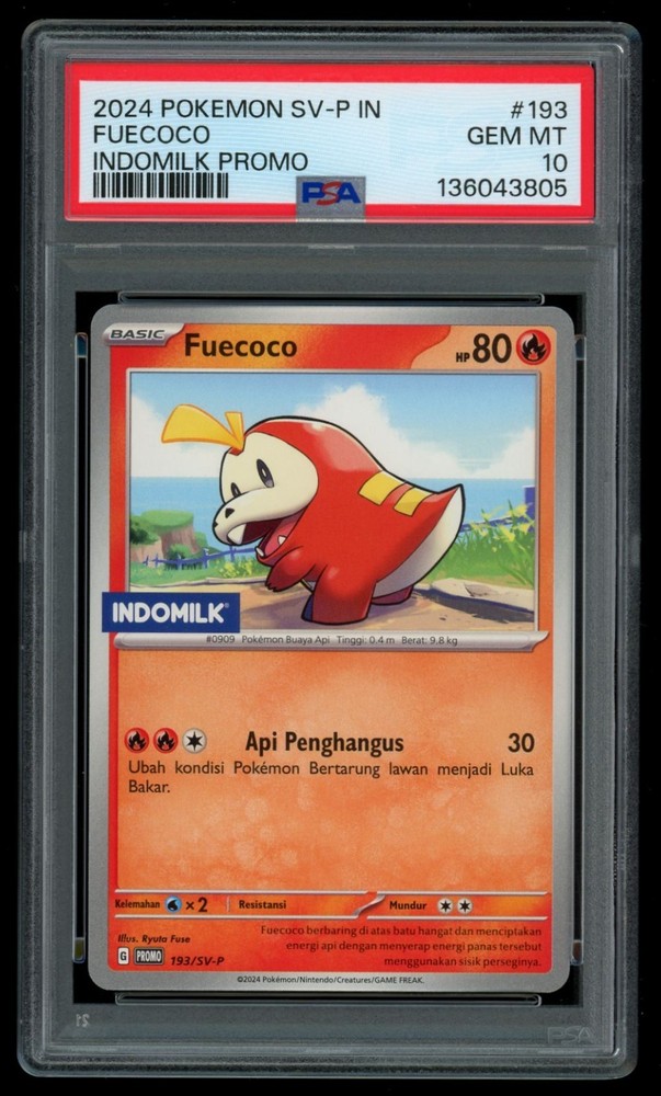 PSA 10 GEM MINT Pokemon Indonesian Fuecoco 193/SV-P Indomilk Promo