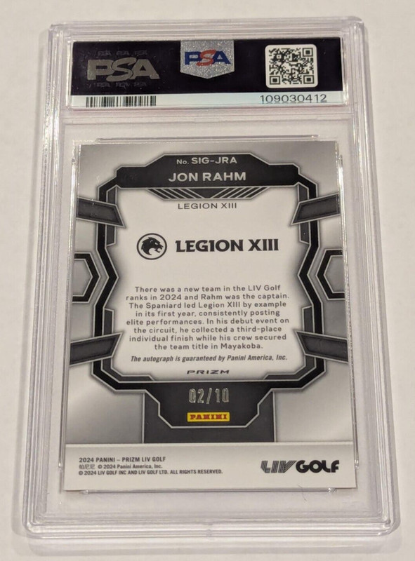 2024 Prizm LIV Golf JON RAHM Gold Prizm Auto PSA 10 RC LEGION XIII view 2