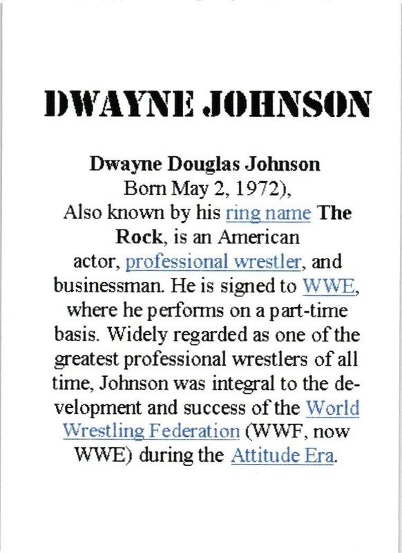 The Rock Dwayne Johnson Custom Celebrity Novelty Card view 2