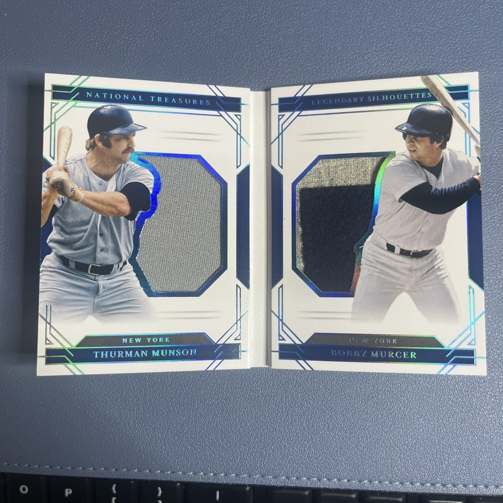 MUNSON & MURCER 2020 NATIONAL TREASURES GAME WORN PATCH BOOKLET 1/1 YANKEES LSNY