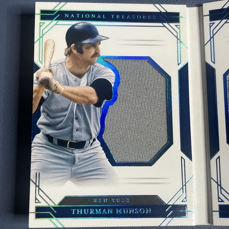 MUNSON & MURCER 2020 NATIONAL TREASURES GAME WORN PATCH BOOKLET 1/1 YANKEES LSNY view 2