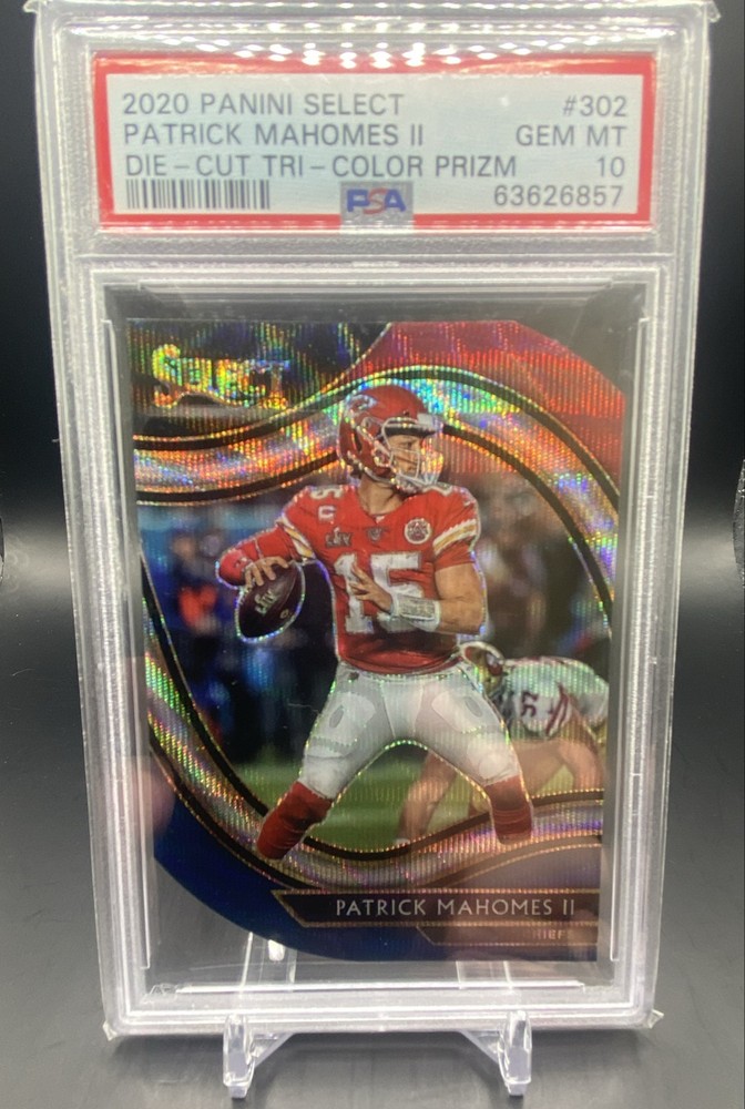 2020 Panini Select Field Level Patrick Mahomes II Tri-Color Prizm Die-Cut PSA 10