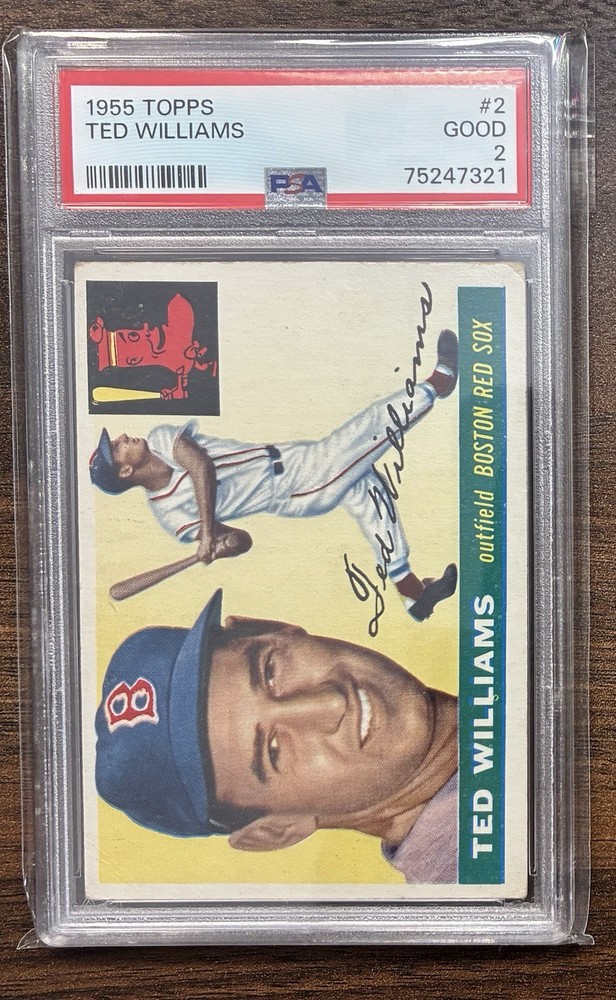 1955 Topps TED WILLIAMS #2 HOF Graded PSA 2 GOOD