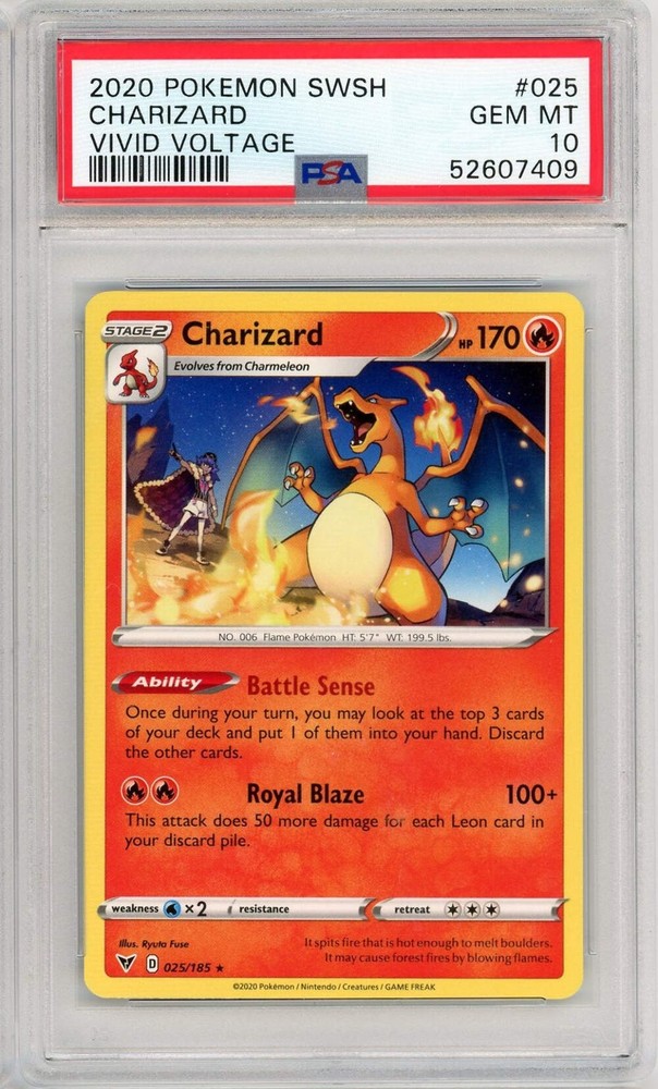 Graded 2020 Pokemon Sword & Shield Vivid Voltage #025 Charizard Card PSA 10 Mint