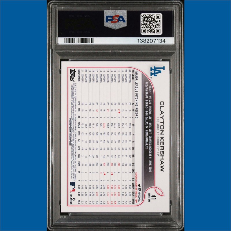 Clayton Kershaw PSA 10 Orange Star /99 *Pop 1* 2022 Topps #41 LA Dodgers Card view 2