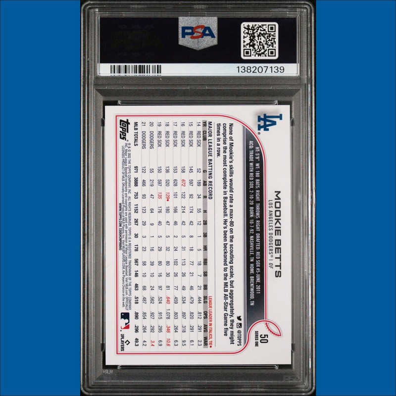 Mookie Betts PSA 10 Orange Star /99 *Pop 1* 2022 Topps #50 Los Angeles Dodgers view 2