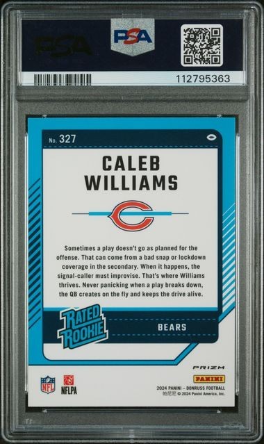 CALEB WILLIAMS 2024 DONRUSS OPTIC PREVIEW RATED ROOKIE PINK RC PSA 10 💎💎 view 2