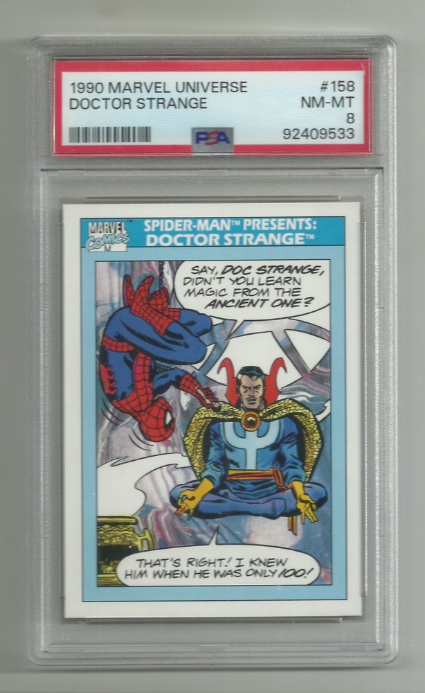 1990 Impel MARVEL Universe Spider Man Presents DOCTOR STRANGE #158 grade PSA 8