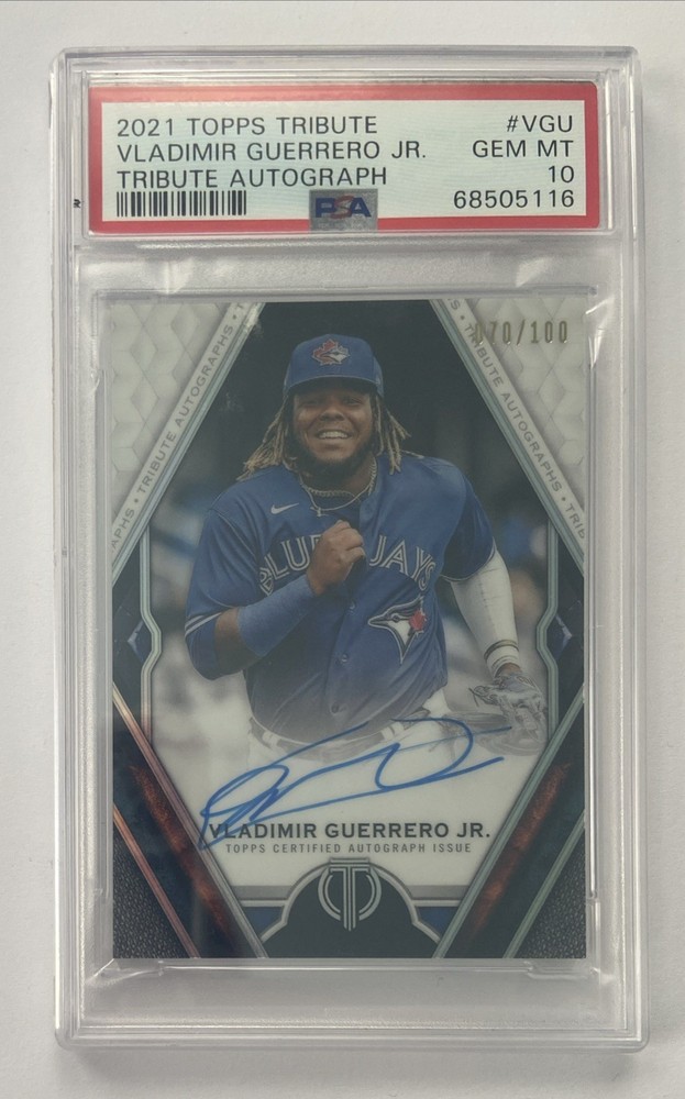 2021 Topps Tribute Vladimir Guerrero Jr. Auto #d /100 Tribute Auto PSA 10 POP 2