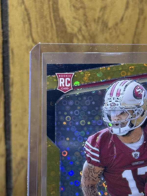 2025 Prizm Football No Huddle Jordan Watkins RC SSP Gold Disco Auto /10 49ers view 2