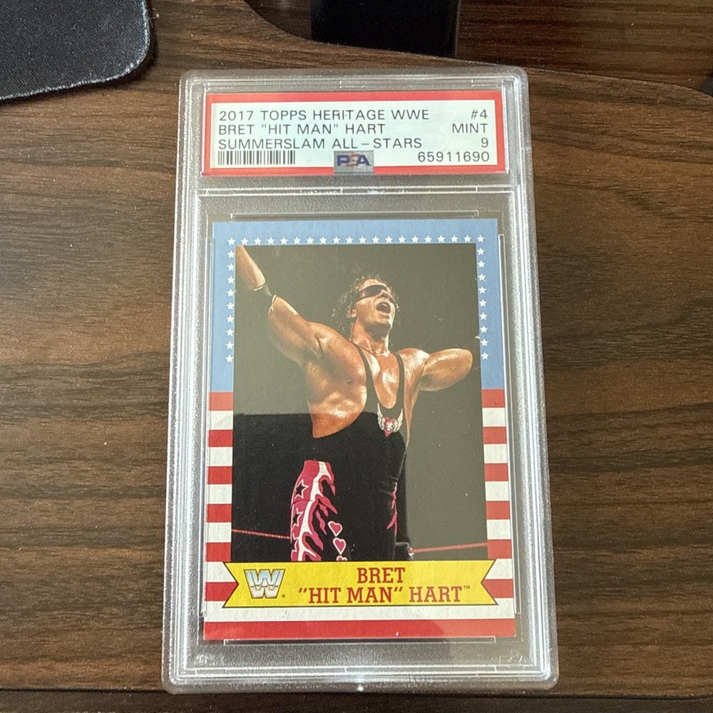 2017 Topps Heritage WWE #4 Bret “Hit Man” Hart PSA 9 Summerslam All-Stars Pop 1