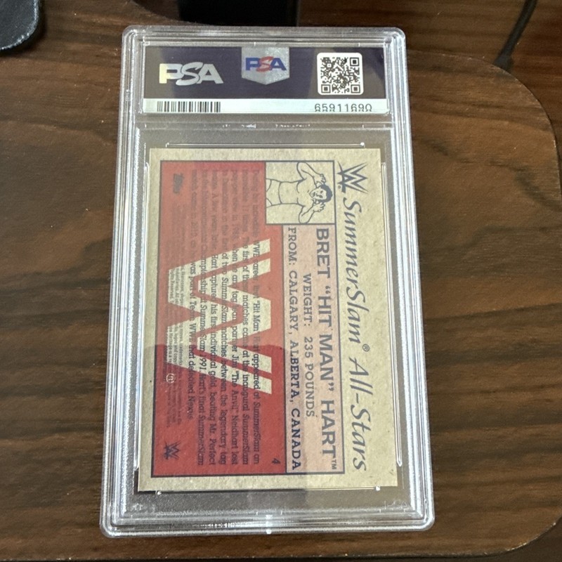2017 Topps Heritage WWE #4 Bret “Hit Man” Hart PSA 9 Summerslam All-Stars Pop 1 view 2