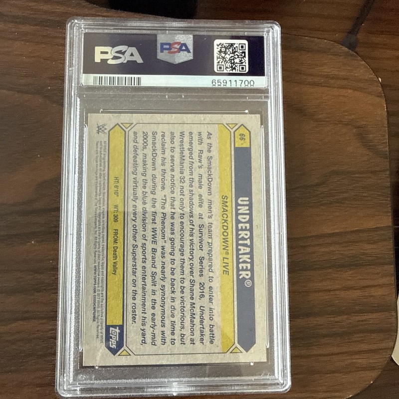 2017 Topps Heritage WWE Smack Down Live #66 Undertaker PSA 9 Low Pop Count view 2
