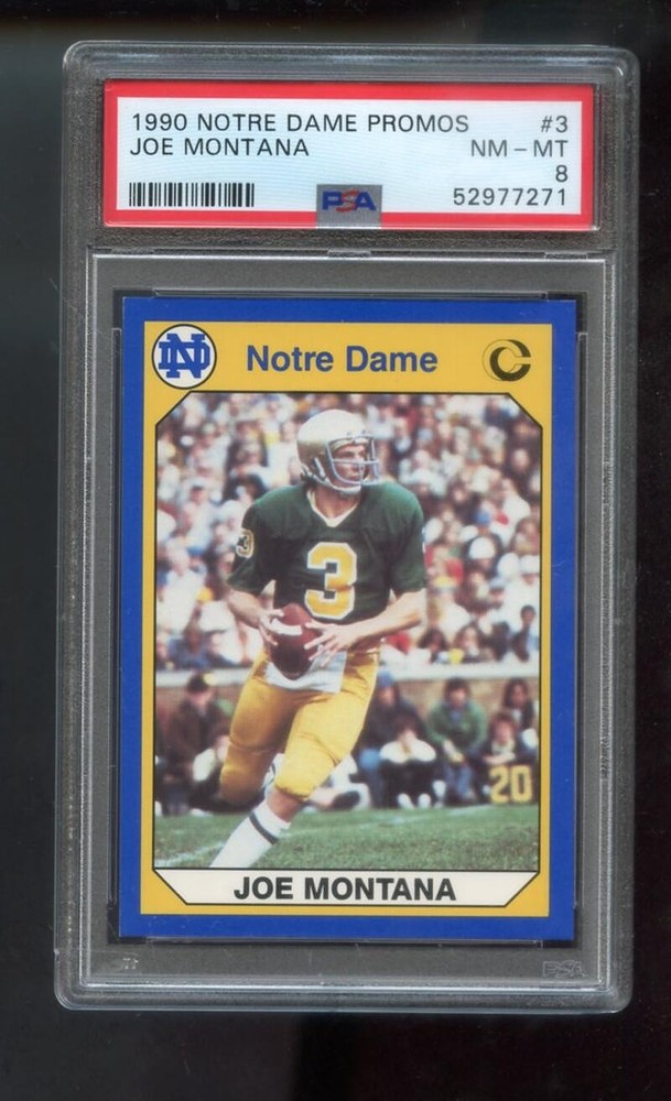 1990 Notre Dame PROMO Collegiate Collection #3 Joe Montana Graded Card PSA 8