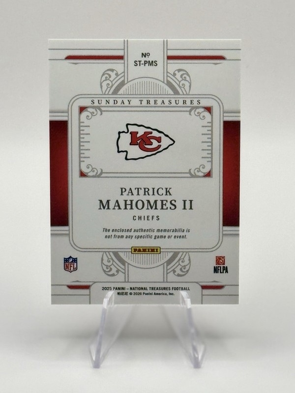 2025 National Treasures Patrick Mahomes II Sunday Treasures Patch /99 #ST-PMS view 2