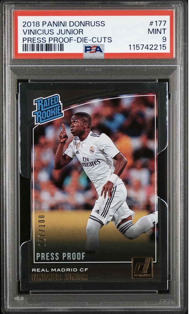 2018 Donruss 177 Vinicius Vini Jr Press Proof Die Cut /100 Rookie RC PSA 9 Pop 9