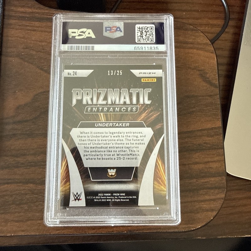 2022 Panini Prizm WWE Prizmatic Entrances Green Pulsar /25 #24 Undertaker PSA 9 view 2