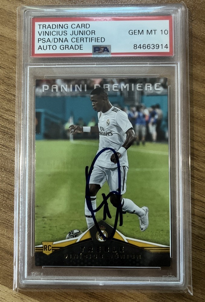 Vinicius Jr Signed 2018 Panini Treble Rookie Soccer Card #177 – PSA 10 Autograph
