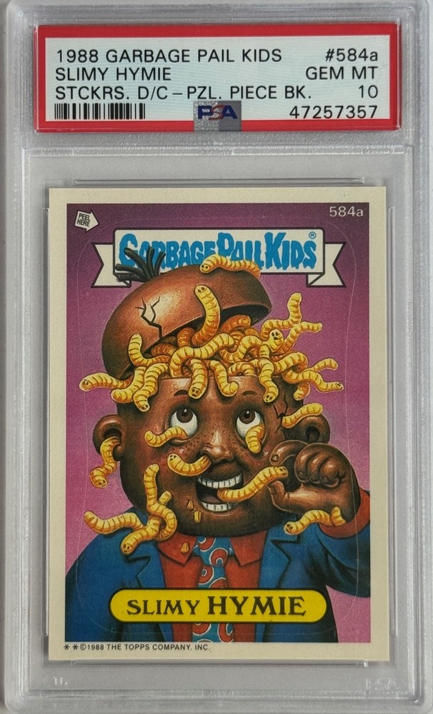 1988 TOPPS GARBAGE PAIL KIDS SERIES 15 584A SLIMY HYMIE DIE CUT PSA 10 47257357