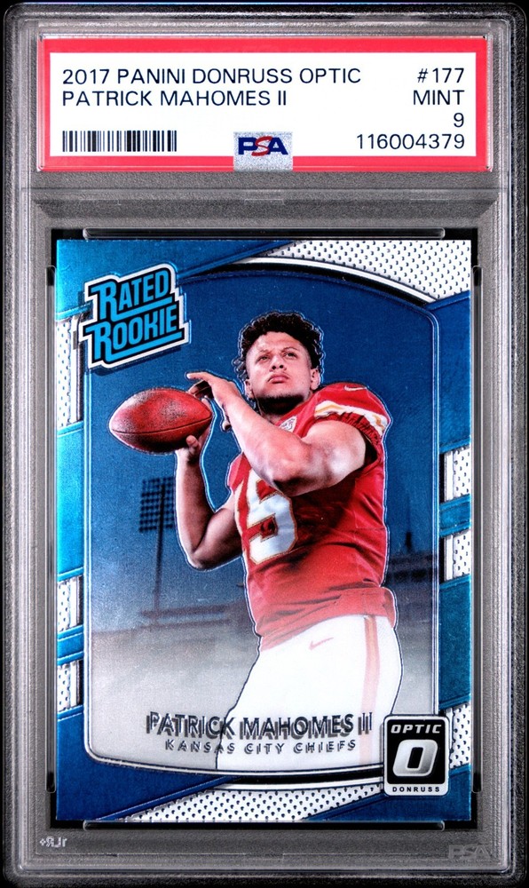 2017 Donruss Optic Rated Rookie Patrick Mahomes II #177 (RC) Chiefs GOAT PSA 9