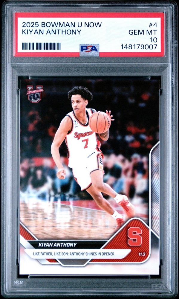Graded 2025 Topps Bowman U Now Kiyan Anthony #4 RC Basketball Card PSA 10