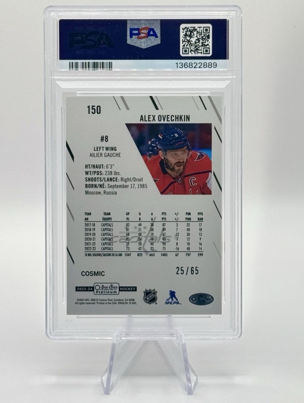 2023-24 O-Pee-Chee Platinum Alex Ovechkin Cosmic /65 PSA 9 #150 view 2