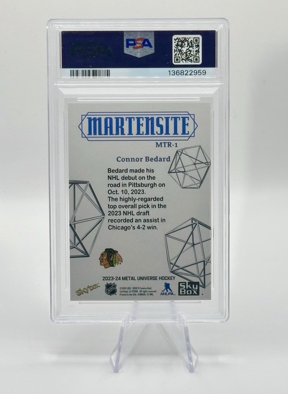 2023-24 Metal Universe Connor Bedard Rookie Martensite Level 3 PSA 9 #MTR1 RC view 2