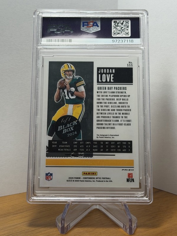 2024 Black Box Jordan Love 2020 Contenders Optic Orange Auto RC #1/1 PSA 10 view 2