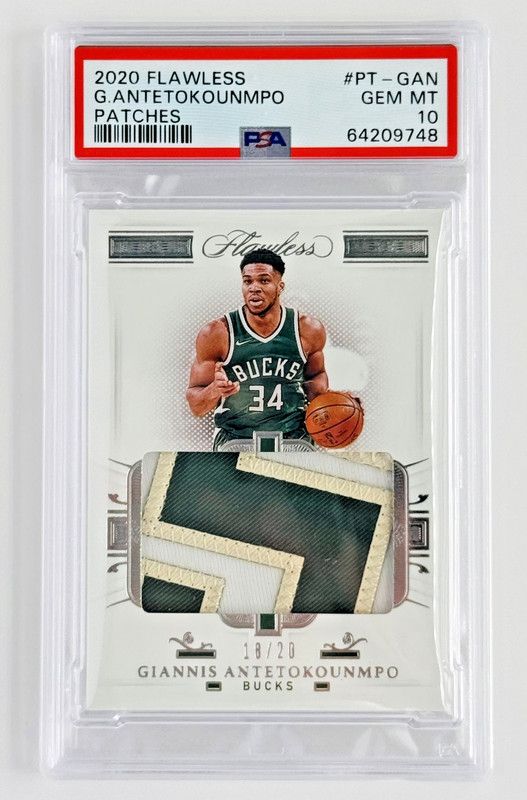 2020 Flawless Giannis Antetokounmpo Game-Worn Nameplate Patch /20 PSA 10 POP 2 view 2