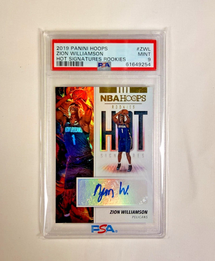 2019-20 NBA Hoops Hot Signatures Rookies Zion Williamson PSA 9 Auto See Descript