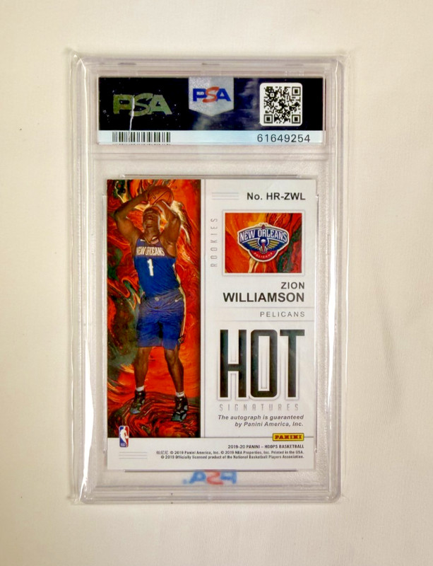 2019-20 NBA Hoops Hot Signatures Rookies Zion Williamson PSA 9 Auto See Descript view 2