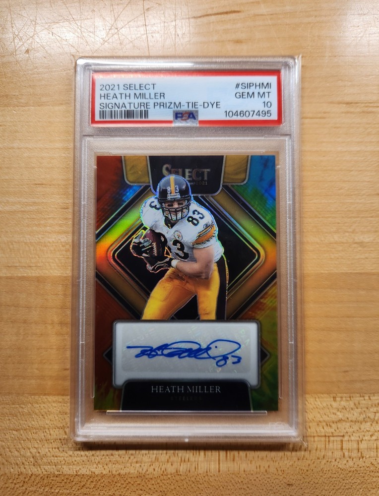 2021 Panini Select Tie Dye Prizm Auto Heath Miller 7/25 PSA 10 #SIP-HMI