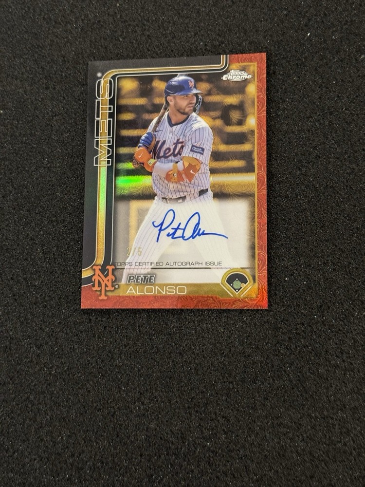 2025 Topps Chrome Gilded #CGA-PA Pete Alonso Auto /5 Red New York Mets