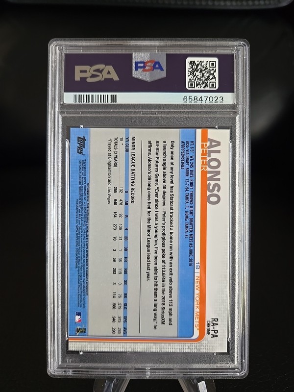 2019 Topps Chrome - Rookie Autographs #RA-PA Pete Alonso PSA 9 Mint view 2