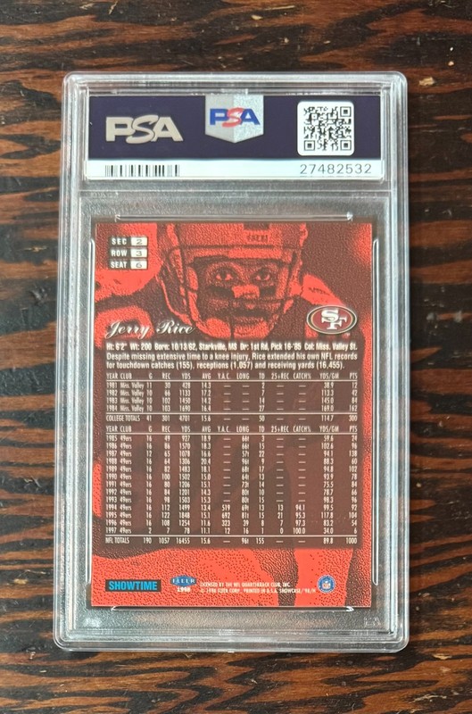 Jerry Rice 1998 Flair Showcase ROW 3 #6 - PSA 9 - Only ONE ever graded higher!! view 2