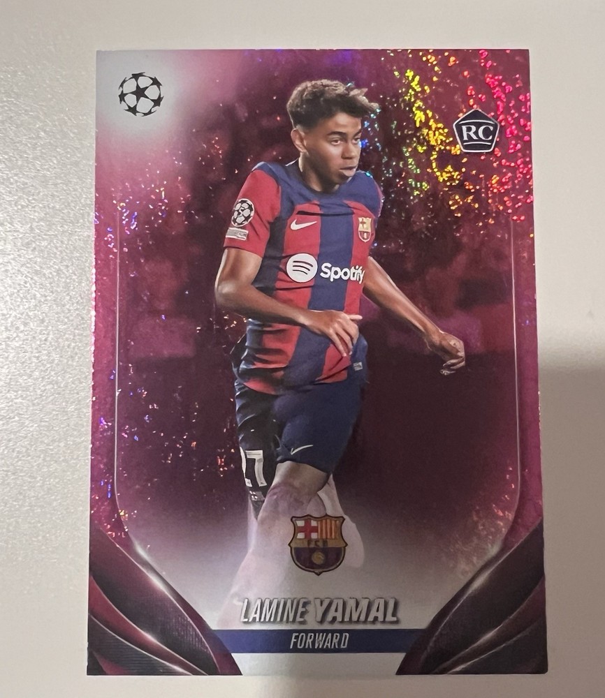 Lamine Yamal 2023-24 Topps Uefa Club Competitions Pink Sparkle Foil RC #64