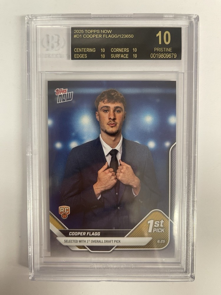 2025 Topps Now NBA Cooper Flagg #D1 RC Rookie Draft BGS 10 BLACK LABEL