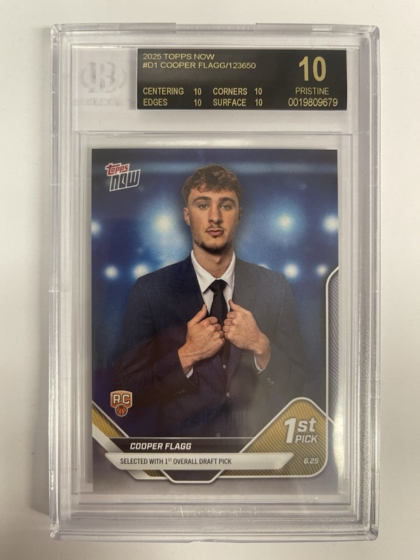 2025 Topps Now NBA Cooper Flagg #D1 RC Rookie Draft BGS 10 BLACK LABEL view 2