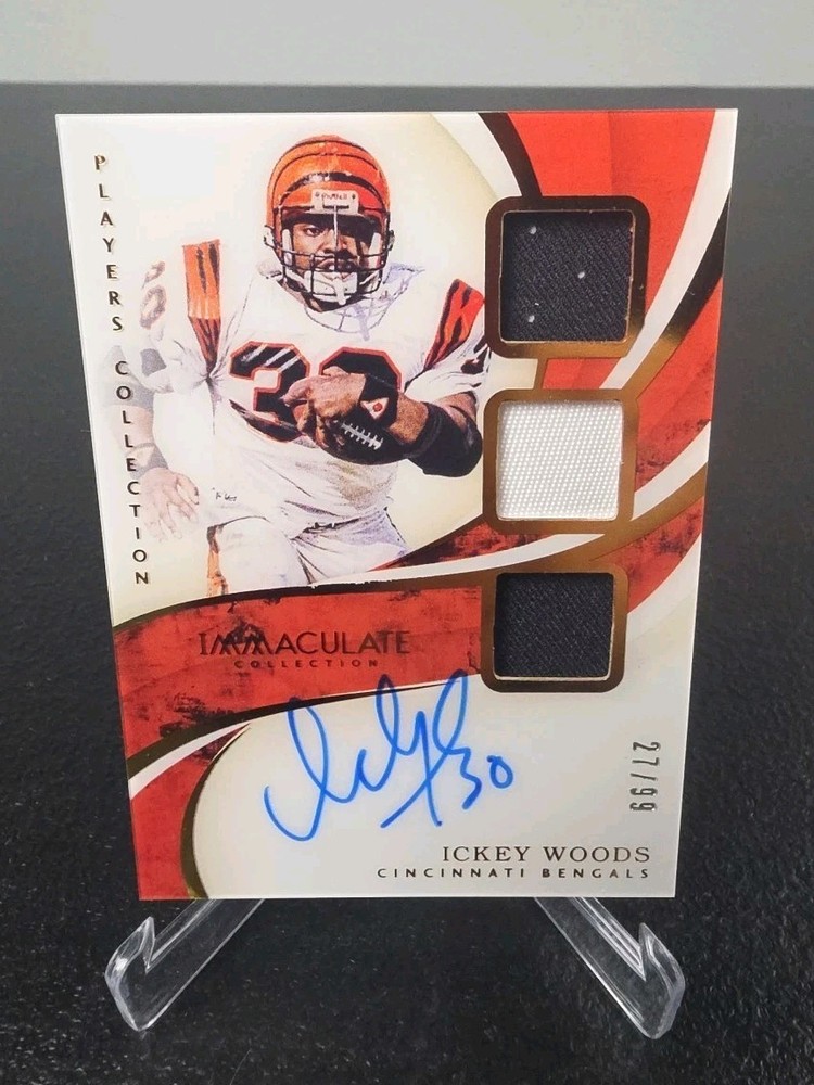 2019 Panini Immaculate Ickey Woods On Card Auto Patch #PCA-IWO /99 Bengals NFL