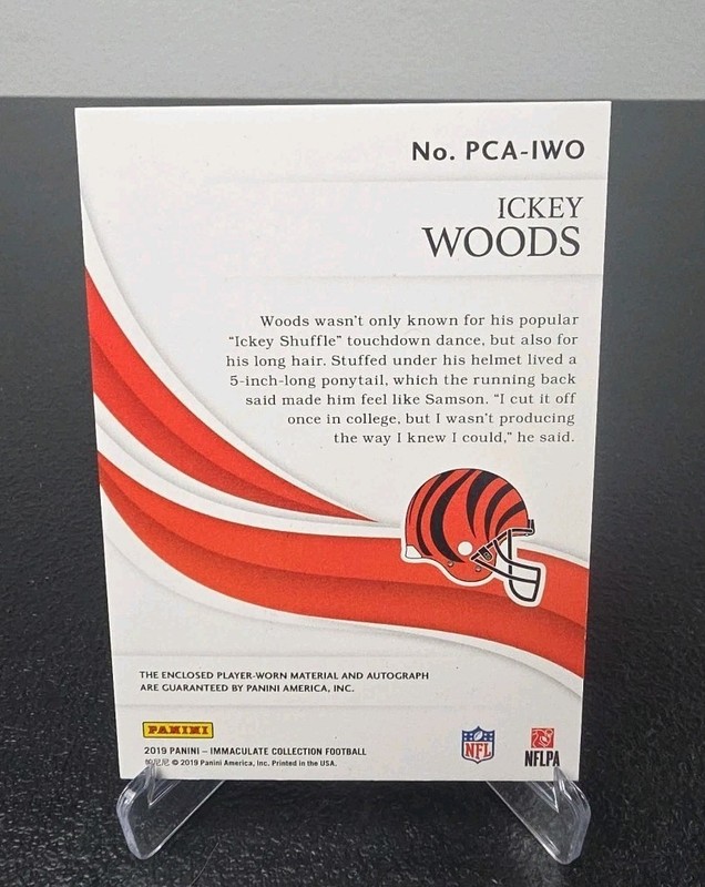2019 Panini Immaculate Ickey Woods On Card Auto Patch #PCA-IWO /99 Bengals NFL view 2