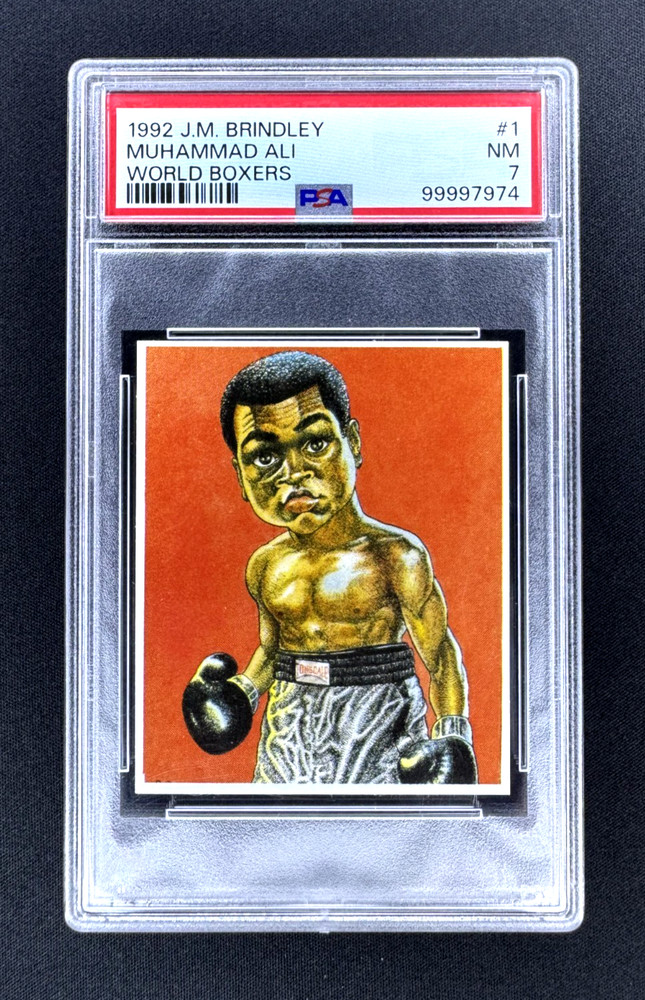 MUHAMMAD ALI 1992 J.M. BRINDLEY  WORLD BOXERS CARD #1 PSA 7 NM *LOOKS PERFECT!!*