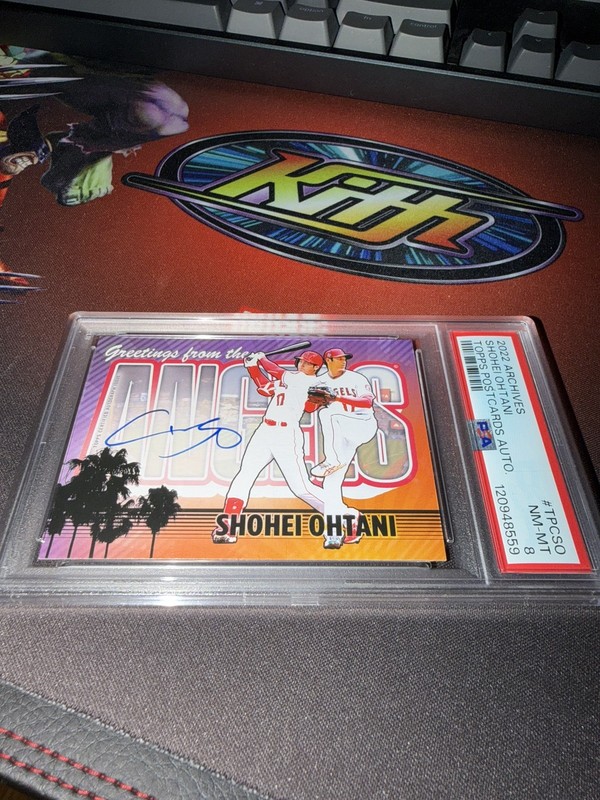 2022 Topps Archives Shohei Ohtani #TPC-SO Postcard On Card Auto PSA 8 NM-MT view 2