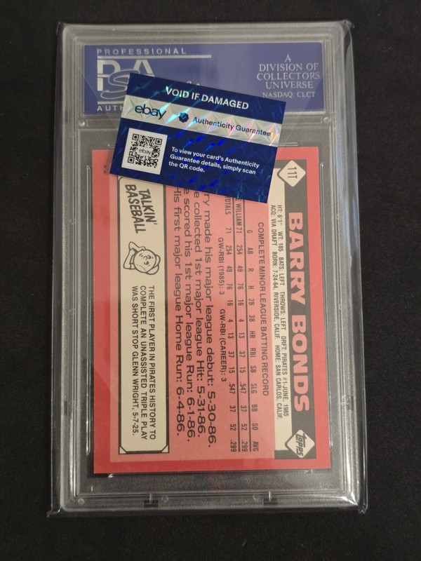 1986 Topps Traded PSA 10 Barry Bonds #11T Rookie RC 033 view 2