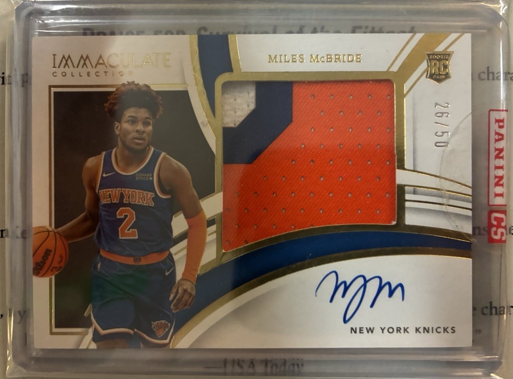 Miles McBride Patch Autograph Immaculate Premium Patch On Card Auto