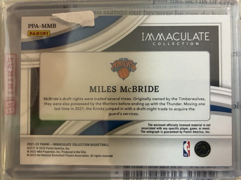 Miles McBride Patch Autograph Immaculate Premium Patch On Card Auto view 2